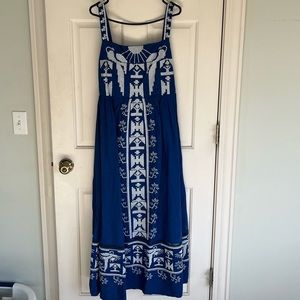 FARM Rio Blue and White Maxi Dress